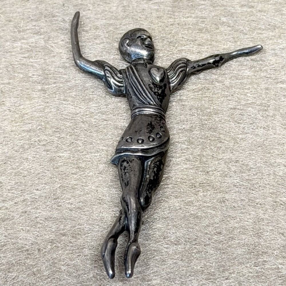 Vintage Beau Sterling Silver Male Ballet Dancer Pin Brooch Danseur Figural 925